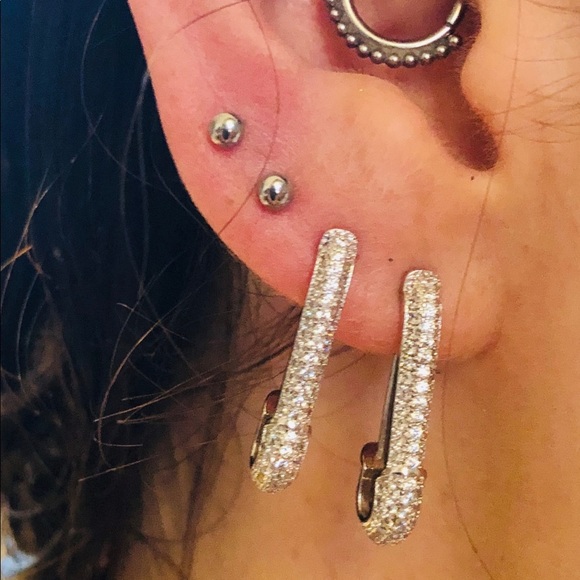 Safety Pin Earrings - Picture 3 of 7